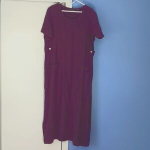 23" Pit-to-Pit MHM Melissa Harper 100% Linen Purple Dress HAS POCKETS